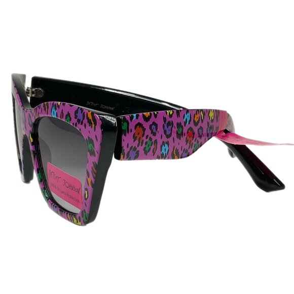 NWT Betsey Johnson Strike a Pose 80\'s Cat Eye Leopard Print Colorful Sunglasses main image 5